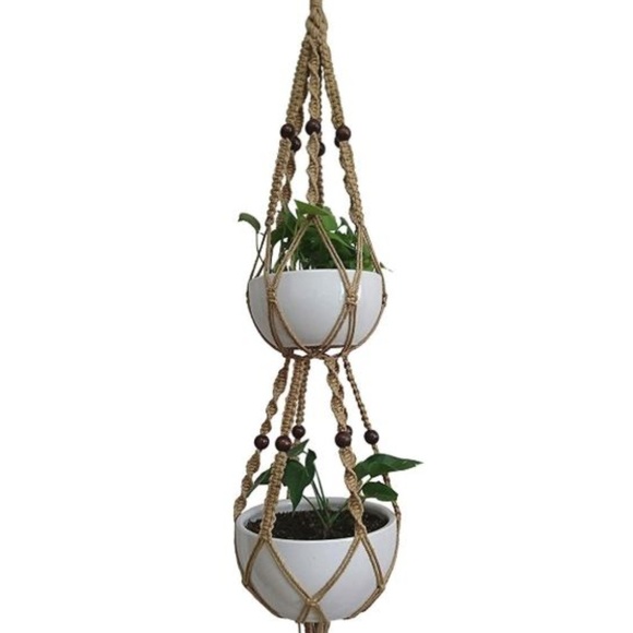 Other - Macrame Double Plant Holder Hanger Jute Boho Hippy